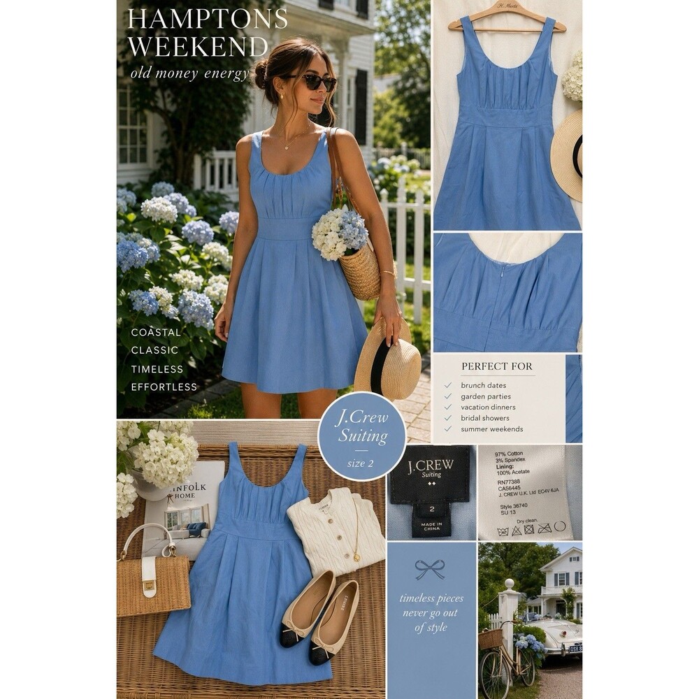 NWOT J.Crew Suiting Powder Blue Dress Old Money Coastal Prep 2